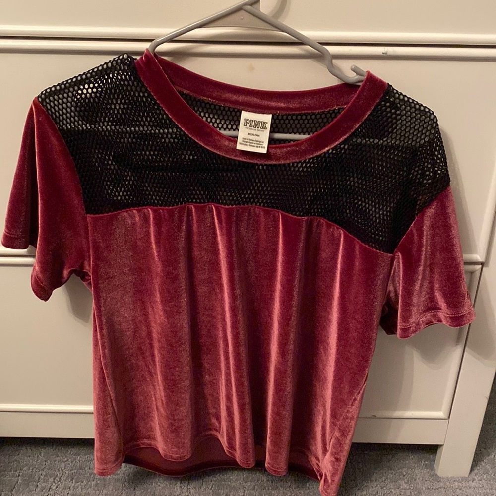 PINK velvet x mesh top
